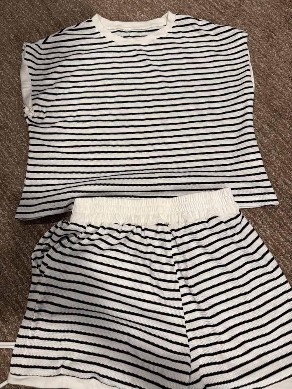 Amazon White and Black Striped Two-Piece Lounge Set